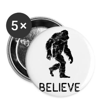 Bigfoot Believe - Yeti - Legende - Fabelwesen - Buttons groß 56 mm (5er Pack) - Weiß - Vorne