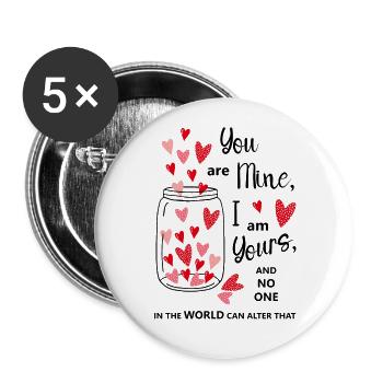 Citation sur l’amour véritable et la romance - Lot de 5 grands badges (56 mm) - blanc - Devant
