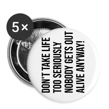 Soyez heureux drôle de dire - Lot de 5 grands badges (56 mm) - blanc - Devant
