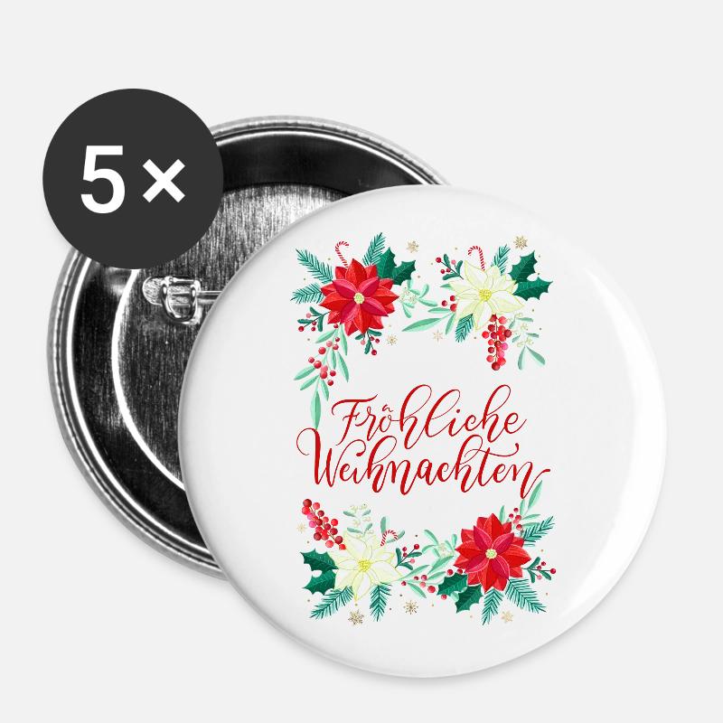 Merry Christmas - Buttons large 2.2''/56 mm (5-pack) - white