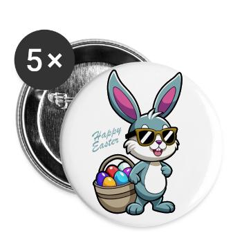 Happy Easter - Easter Bunny - Easter Egg - Gift - Buttons large 2.2''/56 mm (5-pack) - white - Front