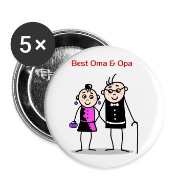 Best Oma & Opa - Buttons groß 56 mm (5er Pack) - Weiß - Vorne