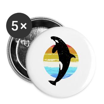 Whale Orca Killer Whale Favorite Animal Gift Motif - Buttons large 2.2''/56 mm (5-pack) - white - Front