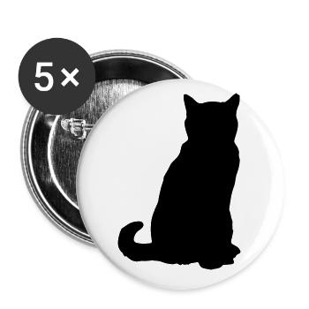 simple cat silhouette! Black cat silhouette! - Buttons large 2.2''/56 mm (5-pack) - white - Front