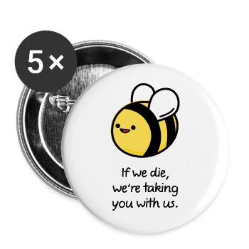 Rette die Bienen - Buttons groß 56 mm (5er Pack) - Weiß - Vorne