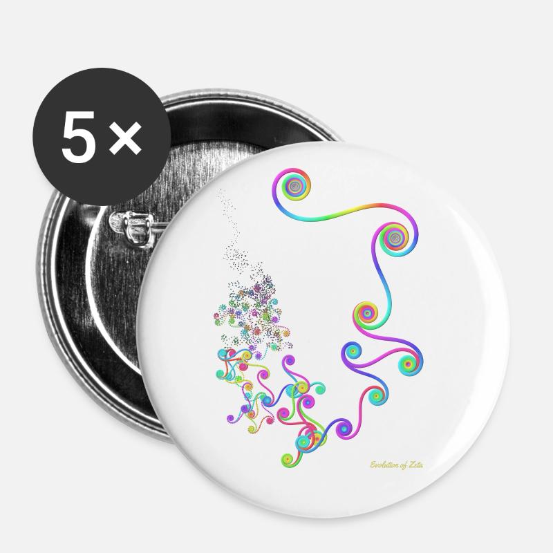 Evolution of Zeta - very colorful and in the 3: 2 format - Buttons large 2.2''/56 mm (5-pack) - white
