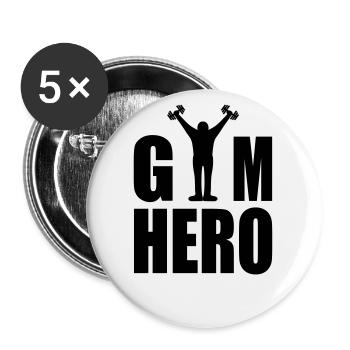 GYM Hero - Buttons groß 56 mm (5er Pack) - Weiß - Vorne