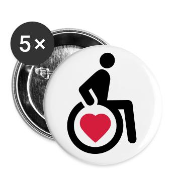 Wheelchair with heart - Buttons large 2.2''/56 mm (5-pack) - white - Front