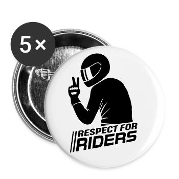 Respect for Riders - Buttons large 2.2''/56 mm (5-pack) - white - Front