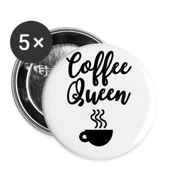 Coffee Queen Coffee Lovers - Buttons large 2.2''/56 mm (5-pack) - white - Front