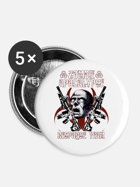 Zombie Apocalypse Response Team - Buttons groß 56 mm (5er Pack) - Weiß