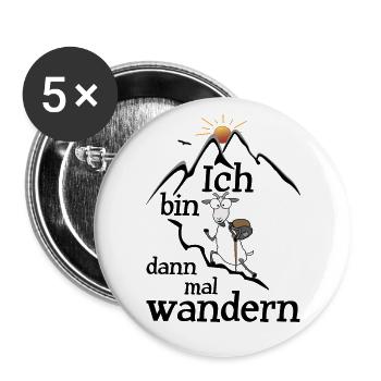 Wander Ziege - Buttons groß 56 mm (5er Pack) - Weiß - Vorne