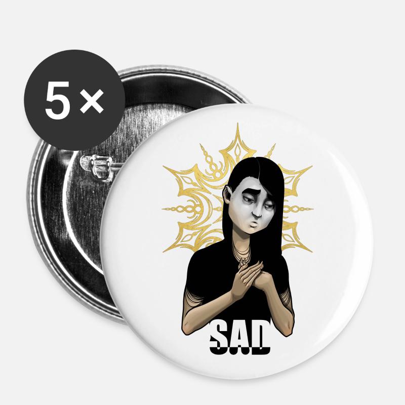 Sad - Buttons large 2.2''/56 mm (5-pack) - white