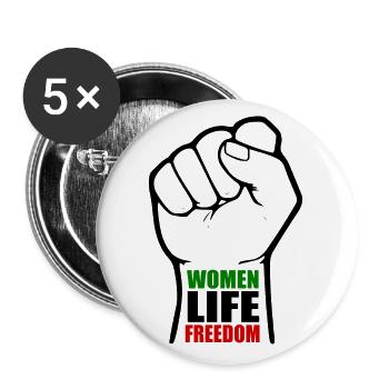 Women life freedom - Buttons large 2.2''/56 mm (5-pack) - white - Front