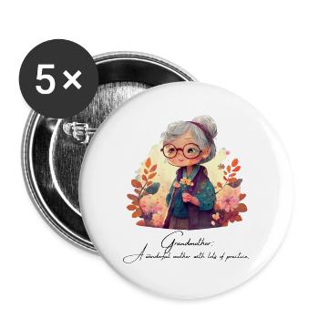 Wonderful Grandmother - Buttons large 2.2''/56 mm (5-pack) - white - Front