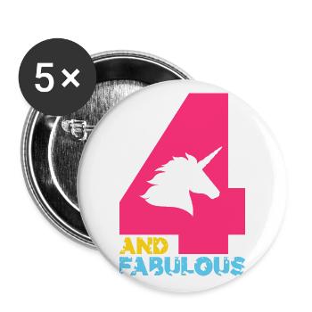 4 ET FABULEUSE LICORNE 4ÈME ANNIVERSAIRE - Lot de 5 grands badges (56 mm) - blanc - Devant
