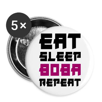 Eat Sleep Boba Repeat Bubbe Tea - Buttons groß 56 mm (5er Pack) - Weiß - Vorne
