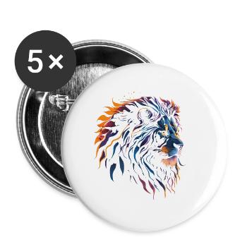 Majesté royale: Silhouette de lion au coucher du soleil - Lot de 5 grands badges (56 mm) - blanc - Devant