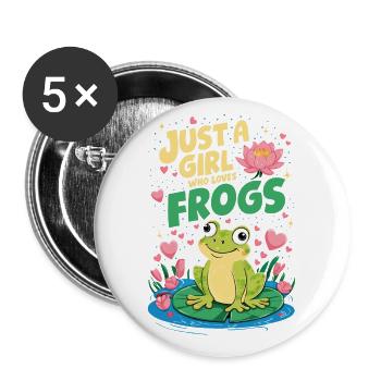 Juste une fille qui aime les grenouilles - Lot de 5 grands badges (56 mm) - blanc - Devant
