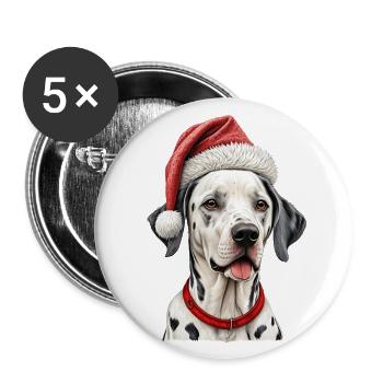 Christmas dalmatian dog - Buttons large 2.2''/56 mm (5-pack) - white - Front