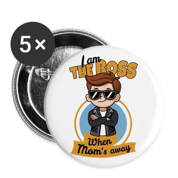 Quand maman est absente - Lot de 5 grands badges (56 mm) - blanc - Devant