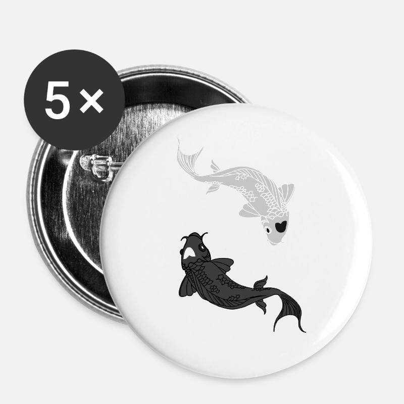 Koi Fish - Buttons large 2.2''/56 mm (5-pack) - white