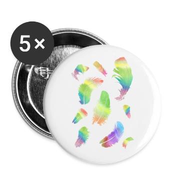 Feathers Rainbow vintage style gift idea - Buttons large 2.2''/56 mm (5-pack) - white - Front