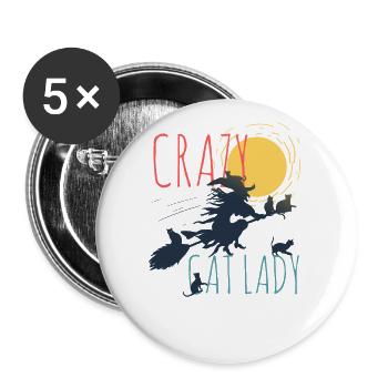 Drôle de cadeau de motif de chat - Lot de 5 grands badges (56 mm) - blanc - Devant