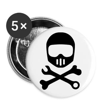 Motorcycle Moped Scooter Helmet Pirate - Buttons large 2.2''/56 mm (5-pack) - white - Front