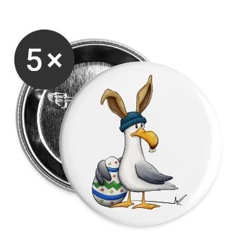 North German Easter North Sea Sea Sea Gull with Egg - Buttons large 2.2''/56 mm (5-pack) - white - Front