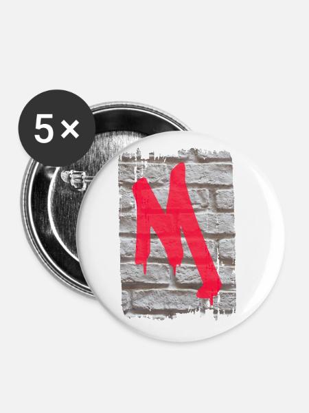 mauer m - Buttons groß 56 mm (5er Pack) - Weiß