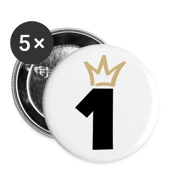 NUMMER EINS 1 Champion Krone - Buttons groß 56 mm (5er Pack) - Weiß - Vorne