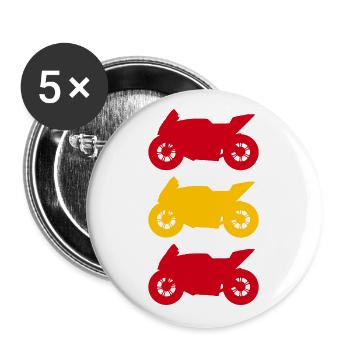 Motorrad Flagge Spanien - Buttons groß 56 mm (5er Pack) - Weiß - Vorne