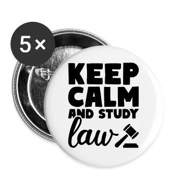 Keep Calm And Study Law - Buttons groß 56 mm (5er Pack) - Weiß - Vorne