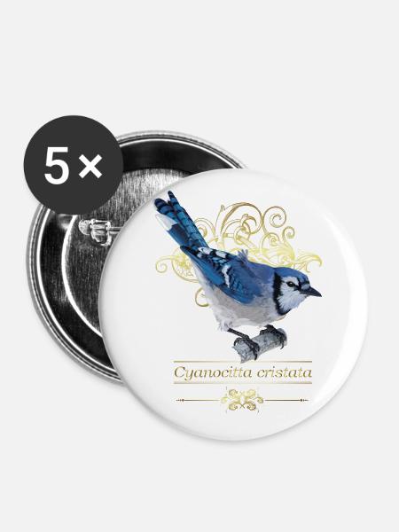 Blaue Chara - Buttons groß 56 mm (5er Pack) - Weiß