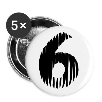 Maillot numéro 6 - Lot de 5 grands badges (56 mm) - blanc - Devant