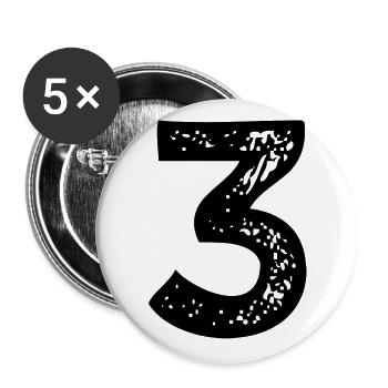 Maillot numéro 3 - Lot de 5 grands badges (56 mm) - blanc - Devant