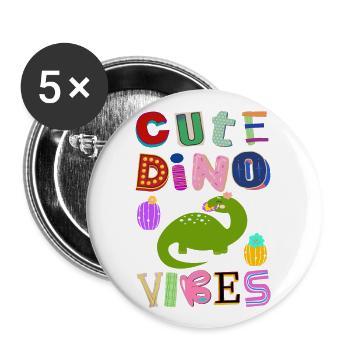 Cute Dino Vibes 4 - Buttons large 2.2''/56 mm (5-pack) - white - Front