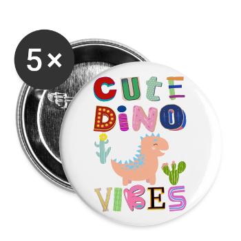 Cute Dino Vibes 2 - Buttons large 2.2''/56 mm (5-pack) - white - Front