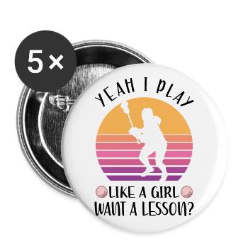 Lacrosse - Buttons large 2.2''/56 mm (5-pack) - white - Front