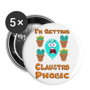I'm getting Claustrophobic - cacti cactus balloon - Buttons large 2.2''/56 mm (5-pack) - white - Front