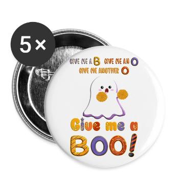 Mignon Halloween Cheerleader Ghost avec pompons - Lot de 5 grands badges (56 mm) - blanc - Devant