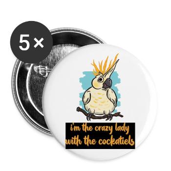 Cockatiels - Buttons large 2.2''/56 mm (5-pack) - white - Front