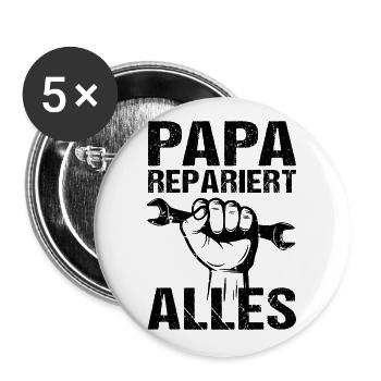 Papa repariert alles Vater Papa - Buttons groß 56 mm (5er Pack) - Weiß - Vorne