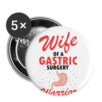 Magenoperation Design für Magenbypass Patient - Buttons groß 56 mm (5er Pack) - Weiß - Vorne