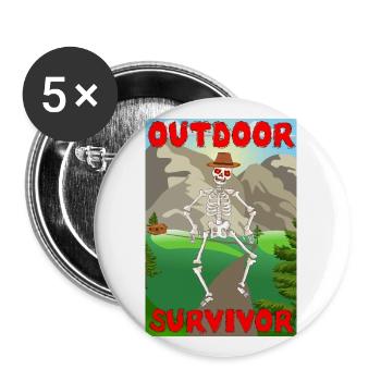 Cabane de montagne squelette de survivant en plein air effrayant - Lot de 5 grands badges (56 mm) - blanc - Devant