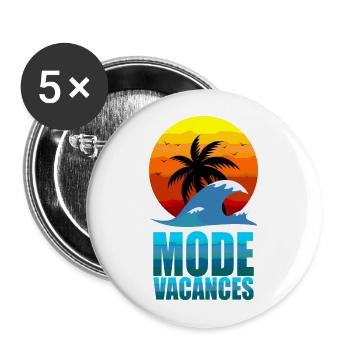 Mode Vacances - Lot de 5 grands badges (56 mm) - blanc - Devant