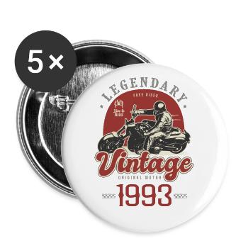 1993 Jubiläum Motorrad Biker Jahrgang 30 Jahre - Buttons groß 56 mm (5er Pack) - Weiß - Vorne
