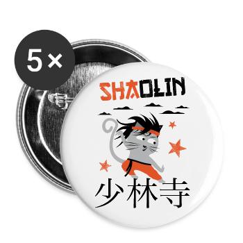 Funny Cat, Shaolin Drôle de Chat Maitre Kung Fu - Lot de 5 grands badges (56 mm) - blanc - Devant