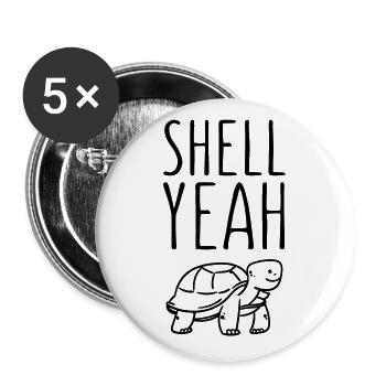 Shell Yeah Schildkröte - Buttons groß 56 mm (5er Pack) - Weiß - Vorne